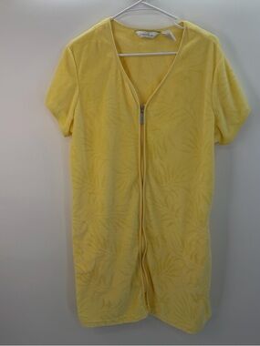 ☀️ Jasmine Rose Yellow Terry Zip Lounge Dress — Size Large ☀️